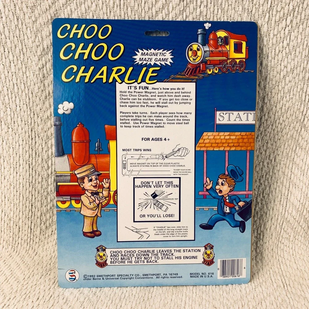 Smethport Choo Choo Charlie Magnetic‎ Maze Game Kids Blue 1992 Vintage 616 New
